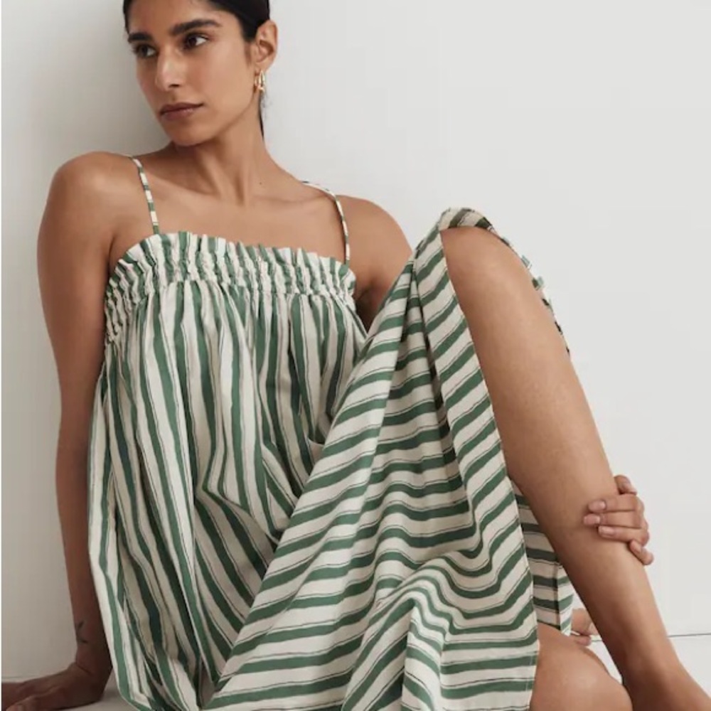 Madewell Poplin Ruffle A-Line Midi Dress